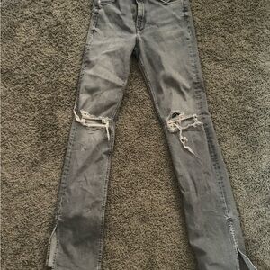 Zara Distressed Gray Jeans